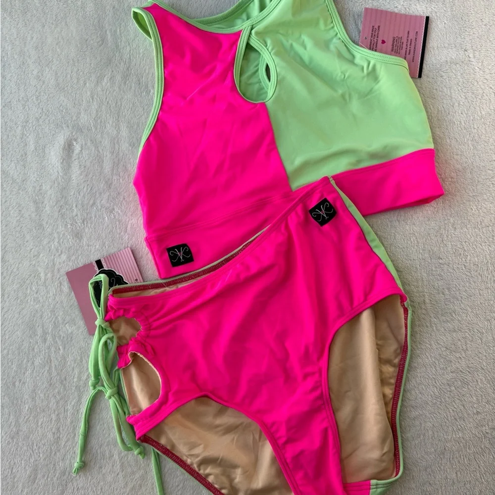 Kandi Kouture Convention Dancewear set. Pink & Green - Picture 12 of 13